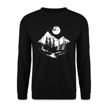 Nature Wildlife Outdoor Trees Mountains Hiking - Unisex Sweatshirt - black - Front - Alina (178cm) & Michal (187cm)