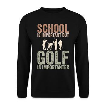 Schule ist wichtig, aber Golf ist noch wichtiger - Unisex Pullover - Schwarz - Vorne - Alina (178cm) & Michal (187cm)