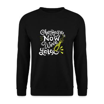 SILVESTER jetzt Wein später - Unisex Pullover - Schwarz - Vorne - Alina (178cm) & Michal (187cm)