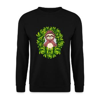 Stoned Sloth | Weed Cannabis THC CBD Ganja - Unisex Sweatshirt - black - Front - Alina (178cm) & Michal (187cm)