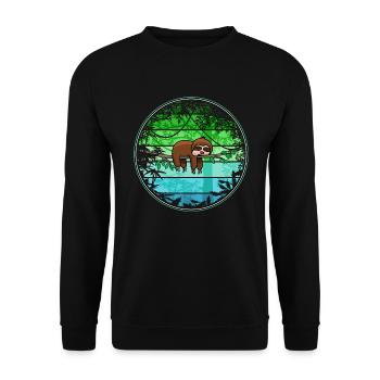 Faultier im Regenwald lustige Faultiere Comic - Unisex Pullover - Schwarz - Vorne - Alina (178cm) & Michal (187cm)