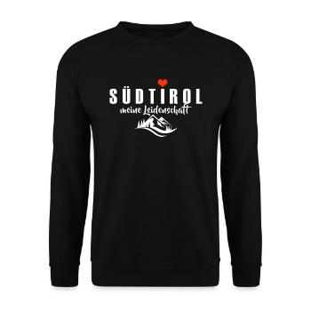 Südtirol Meine Leidenschaft Dolomiten Berge - Unisex Pullover - Schwarz - Vorne - Alina (178cm) & Michal (187cm)