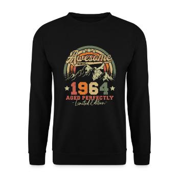 Jahrgang 1964 geboren Vintage Retro Geburtstag - Unisex Pullover - Schwarz - Vorne - Alina (178cm) & Michal (187cm)