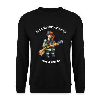Pompier Cheval - Collection Héros - Sweat-shirt Unisexe - noir - Devant - Alina (178cm) & Michal (187cm)