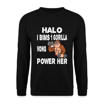 I Bims 1 Gorilla Vong Power - Sweat-shirt Unisexe - noir - Devant - Alina (178cm) & Michal (187cm)