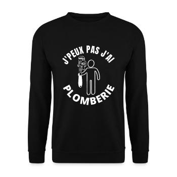 j peux pas j ai plomberie - Sweat-shirt Unisexe - noir - Devant - Alina (178cm) & Michal (187cm)