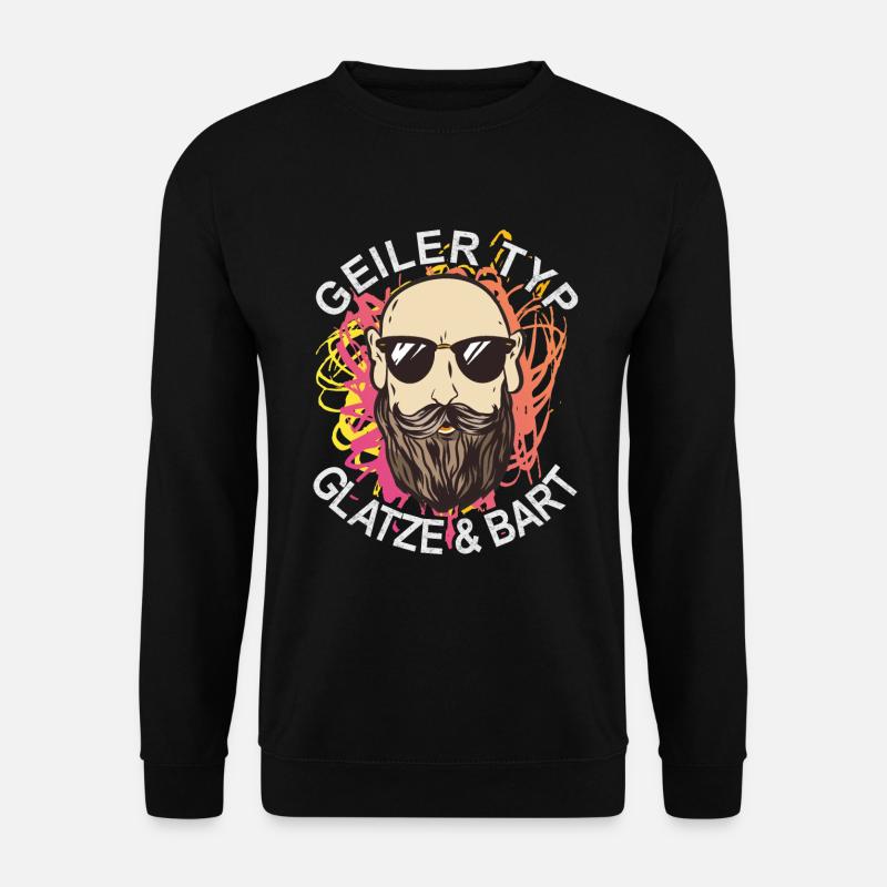 Glatze ohne Haare Geiler Typ mit Glatze und Bart - Unisex Pullover - Schwarz
