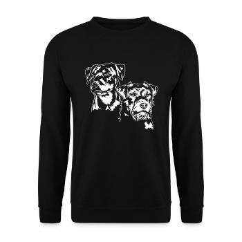 Deutscher Jagdterrier Jagdhunde Portrait Wilsigns - Unisex Pullover - Schwarz - Vorne - Alina (178cm) & Michal (187cm)