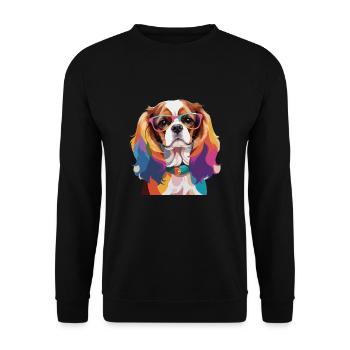 Cavalier King Charles Spaniel Dog Glasses - Unisex Sweatshirt - black - Front - Alina (178cm) & Michal (187cm)