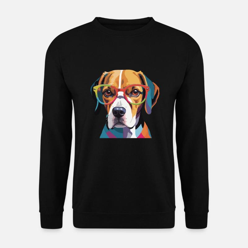 Beagle Dog Cool mit Brille - Unisex Pullover - Schwarz