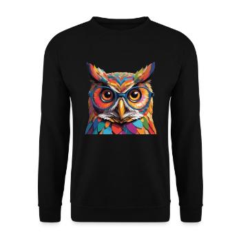 Owl Cool with Glasses Colored Tough - Unisex Sweatshirt - black - Front - Alina (178cm) & Michal (187cm)