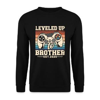 Promoted to Brother 2025 - Unisex Sweatshirt - black - Front - Alina (178cm) & Michal (187cm)