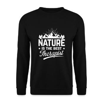 Nature is the best therapist - Unisex Pullover - Schwarz - Vorne - Alina (178cm) & Michal (187cm)