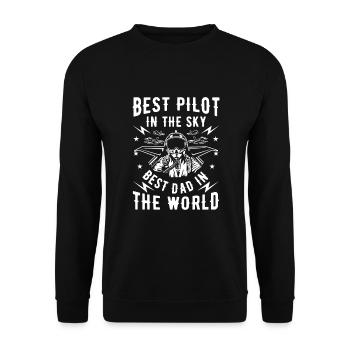 Best pilot in the sky best dad in the world - Unisex Pullover - Schwarz - Vorne - Alina (178cm) & Michal (187cm)
