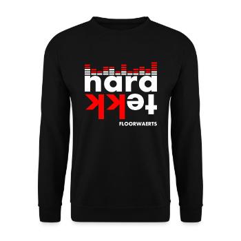 Hardtekk - Tekk - Techno - HARDTEKK FLOORWÄRTS - Unisex Pullover - Schwarz - Vorne - Alina (178cm) & Michal (187cm)
