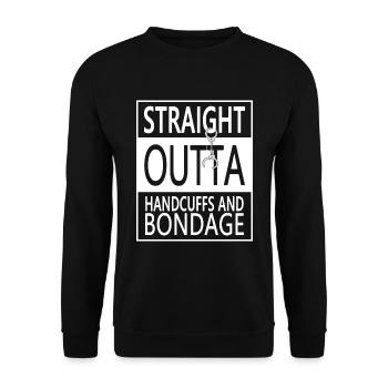 Straight outta handcuffs and bondage (white) - Unisex Pullover - Schwarz - Vorne - Alina (178cm) & Michal (187cm)