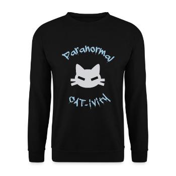 schaurig süße Katze mit lustigem Spruch - Unisex Pullover - Schwarz - Vorne - Alina (178cm) & Michal (187cm)