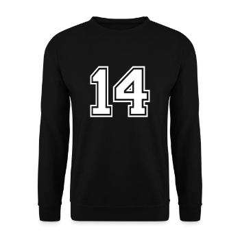 14 - AMERICAN FOOTBALL - Trikot Shirt Motiv - Unisex Pullover - Schwarz - Vorne - Alina (178cm) & Michal (187cm)