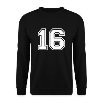 16 - AMERICAN FOOTBALL - Jersey shirt motif - Unisex Sweatshirt - black - Front - Alina (178cm) & Michal (187cm)