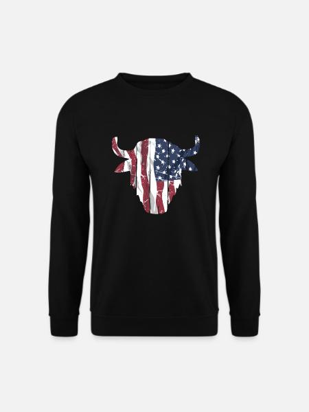 Buffalo Skull USA Flag - Unisex Pullover - Schwarz