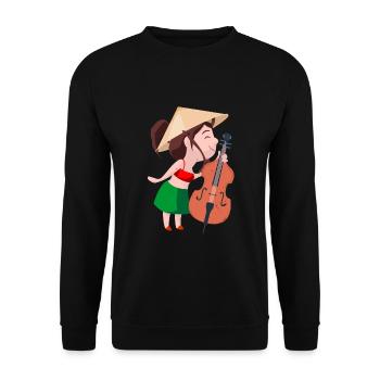 A girl with double bass - Unisex Sweatshirt - black - Front - Alina (178cm) & Michal (187cm)