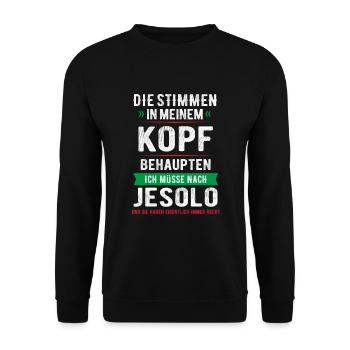 JESOLO STIMMEN IM KOPF ITALIEN URLAUB GESCHENK - Unisex Pullover - Schwarz - Vorne - Alina (178cm) & Michal (187cm)