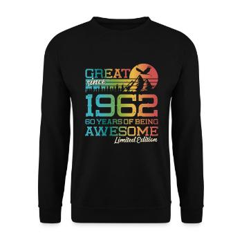 1962 Vintage Vintage Retro 60 Birthday Gift - Unisex Sweatshirt - black - Front - Alina (178cm) & Michal (187cm)