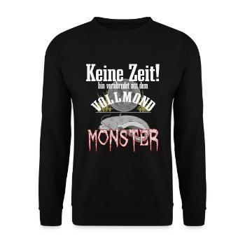 Wels Angeln - Unisex Pullover - Schwarz - Vorne - Alina (178cm) & Michal (187cm)