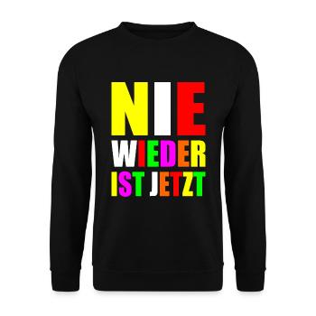 Nie wieder ist jetzt - Unisex Pullover - Schwarz - Vorne - Alina (178cm) & Michal (187cm)