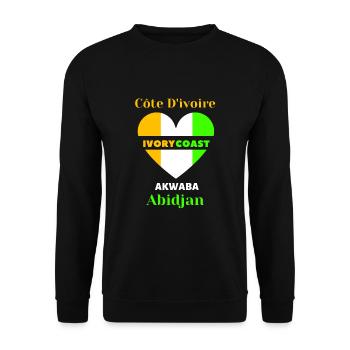 Côte D'ivoire Ivory Coast Akwaba Abidjan Tshirt - Sweat-shirt Unisexe - noir - Devant - Alina (178cm) & Michal (187cm)