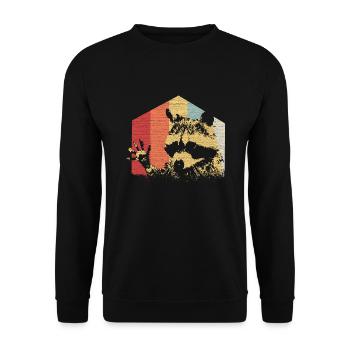 Raton laveur Vintage GRUNGE - Sweat-shirt Unisexe - noir - Devant - Alina (178cm) & Michal (187cm)