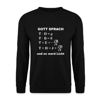 Gott sprach...und es ward Licht - Unisex Pullover - Schwarz - Vorne - Alina (178cm) & Michal (187cm)