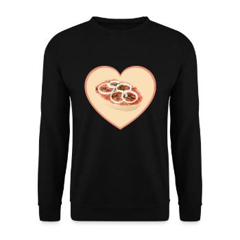 Mettbrötchen Herz Mett Hack Valentinstag Geschenk - Unisex Pullover - Schwarz - Vorne - Alina (178cm) & Michal (187cm)