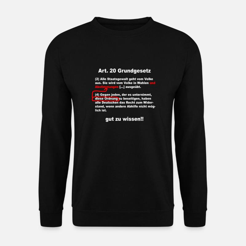 Artikel 20 Grundgesetz Widerstand - Unisex Pullover - Schwarz