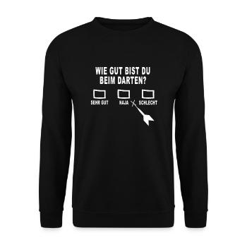 Gut beim Dart spielen? - Unisex Pullover - Schwarz - Vorne - Alina (178cm) & Michal (187cm)