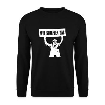 Merkel Wir schaffen das - Unisex Pullover - Schwarz - Vorne - Alina (178cm) & Michal (187cm)