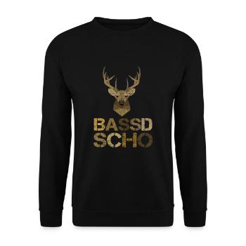Bassd Scho Bayrisches Jagd Jäger Geschenk - Unisex Pullover - Schwarz - Vorne - Alina (178cm) & Michal (187cm)
