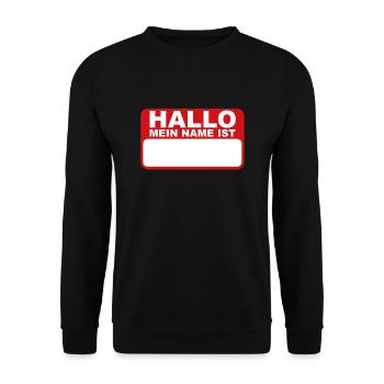 Hallo Mein Name Ist Namensschild Namen Schild - Unisex Pullover - Schwarz - Vorne - Alina (178cm) & Michal (187cm)