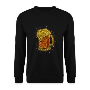 Glitzer Bierkrug Bier Geschenk Weihnachtsbier - Unisex Pullover - Schwarz - Vorne - Alina (178cm) & Michal (187cm)