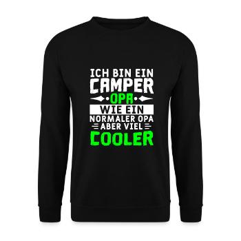 Ich bin ein Camper Opa - Unisex Pullover - Schwarz - Vorne - Alina (178cm) & Michal (187cm)