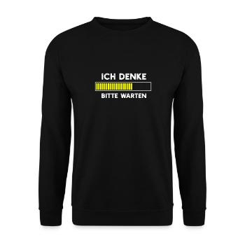Ich denke Bitte warten - Unisex Pullover - Schwarz - Vorne - Alina (178cm) & Michal (187cm)