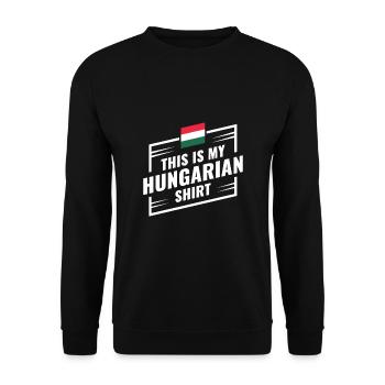 Ceci est mon idée cadeau chemise hongroise - Sweat-shirt Unisexe - noir - Devant - Alina (178cm) & Michal (187cm)