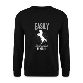 Easily Distracted by Horses - Unisex Sweatshirt - black - Front - Alina (178cm) & Michal (187cm)