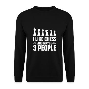 Idée cadeau J’aime les échecs et peut-être 3 personnes - Sweat-shirt Unisexe - noir - Devant - Alina (178cm) & Michal (187cm)