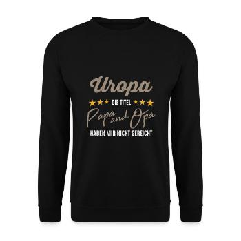 werdender Uropa 2021 Uropi Urgroßvater Schwanger - Unisex Pullover - Schwarz - Vorne - Alina (178cm) & Michal (187cm)