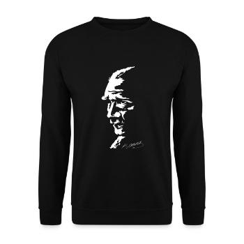 Ataturk Photo Mustafa Kemal Ataturk Istiklal Turkey - Unisex Sweatshirt - black - Front - Alina (178cm) & Michal (187cm)