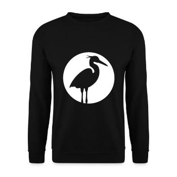 Japan Kranich Symbol Reiher Silberreiher - Unisex Pullover - Schwarz - Vorne - Alina (178cm) & Michal (187cm)