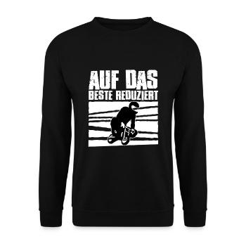 Pocket Bike reduziert Geschenkidee Motorrad Biker - Unisex Pullover - Schwarz - Vorne - Alina (178cm) & Michal (187cm)