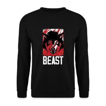 Wolf Leitwolf Geschenk Welpe Wölfe - Unisex Pullover - Schwarz - Vorne - Alina (178cm) & Michal (187cm)