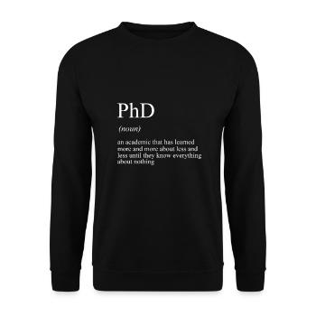 Phd Dr Gradation Doctorant PhD - Sweat-shirt Unisexe - noir - Devant - Alina (178cm) & Michal (187cm)
